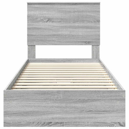 Letto con Contenitore con testiera Grigio Sonoma 90 x 190 cm | homemem39