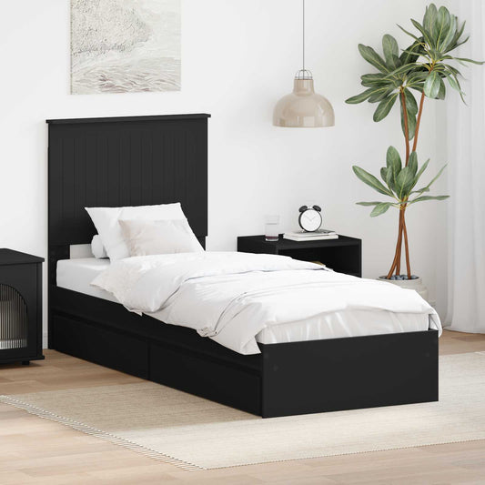Letto con Contenitore Nero 75 x 190 cm Legno multistrato | homemem39