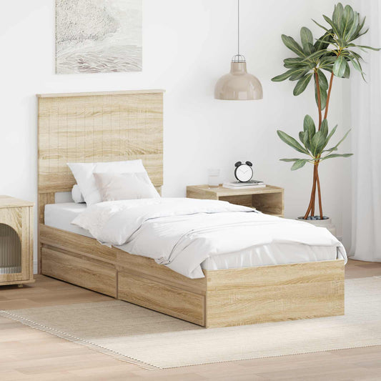 Letto con Contenitore con cassetto Rovere Sonoma 75 x 190 cm