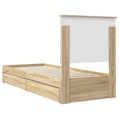 Letto con Contenitore con testiera Rovere Sonoma 75 x 190 cm | homemem39
