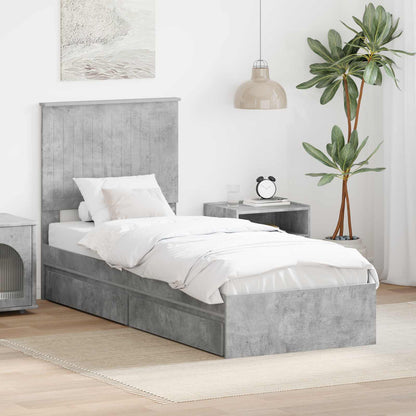 Letto con Contenitore con testiera Grigio cemento 75 x 190 cm | homemem39