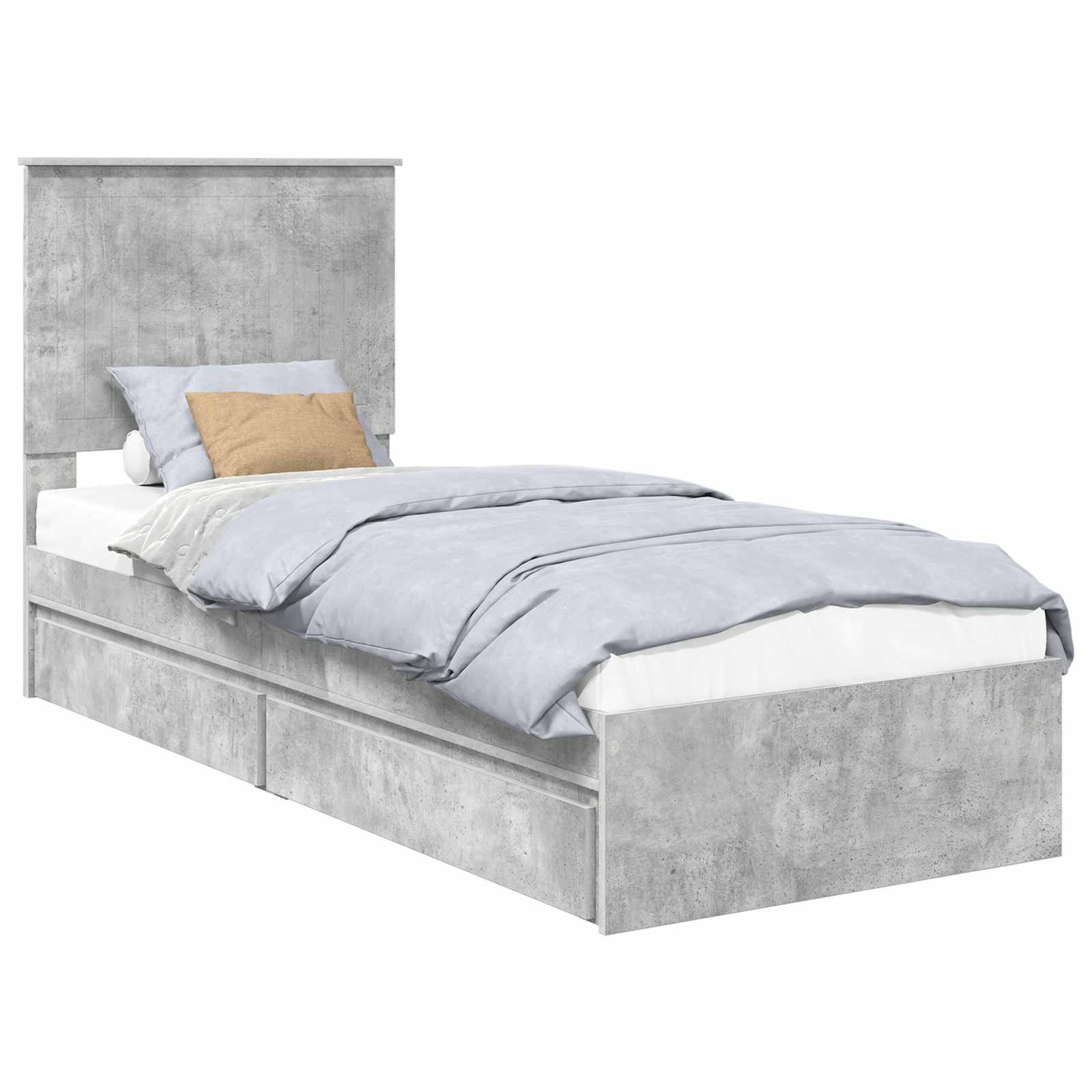 Letto con Contenitore con testiera Grigio cemento 75 x 190 cm | homemem39