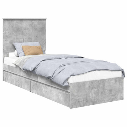 Letto con Contenitore con testiera Grigio cemento 75 x 190 cm | homemem39