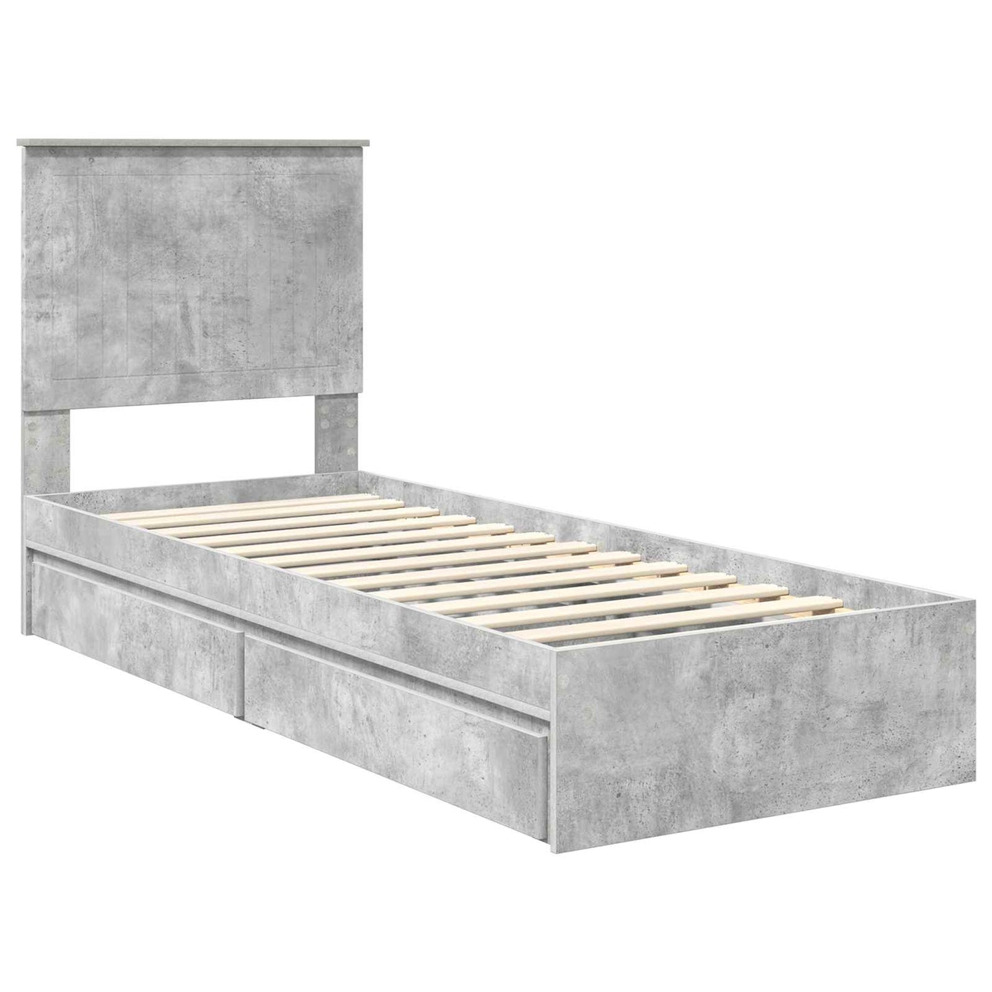 Letto con Contenitore con testiera Grigio cemento 75 x 190 cm | homemem39