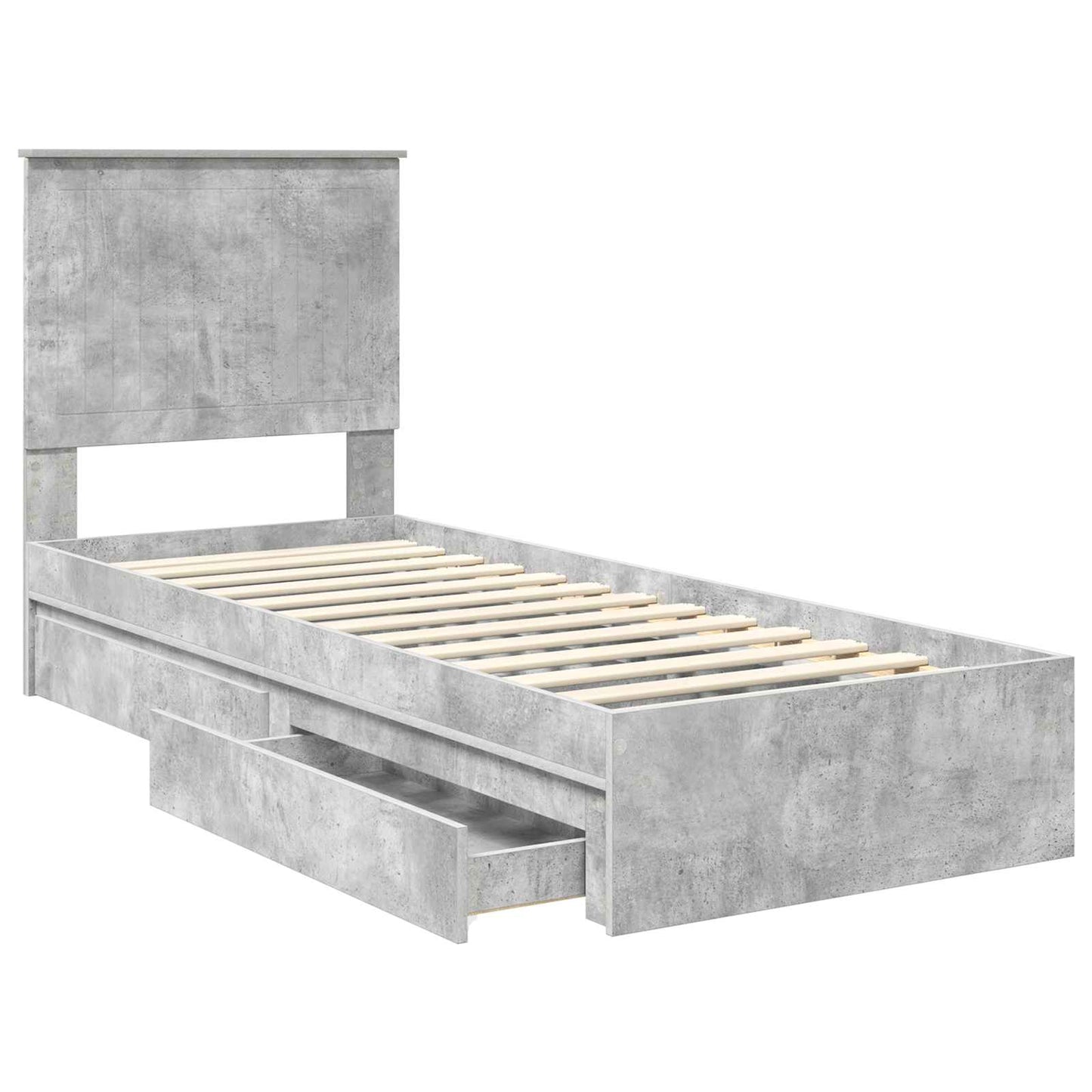 Letto con Contenitore con testiera Grigio cemento 75 x 190 cm | homemem39