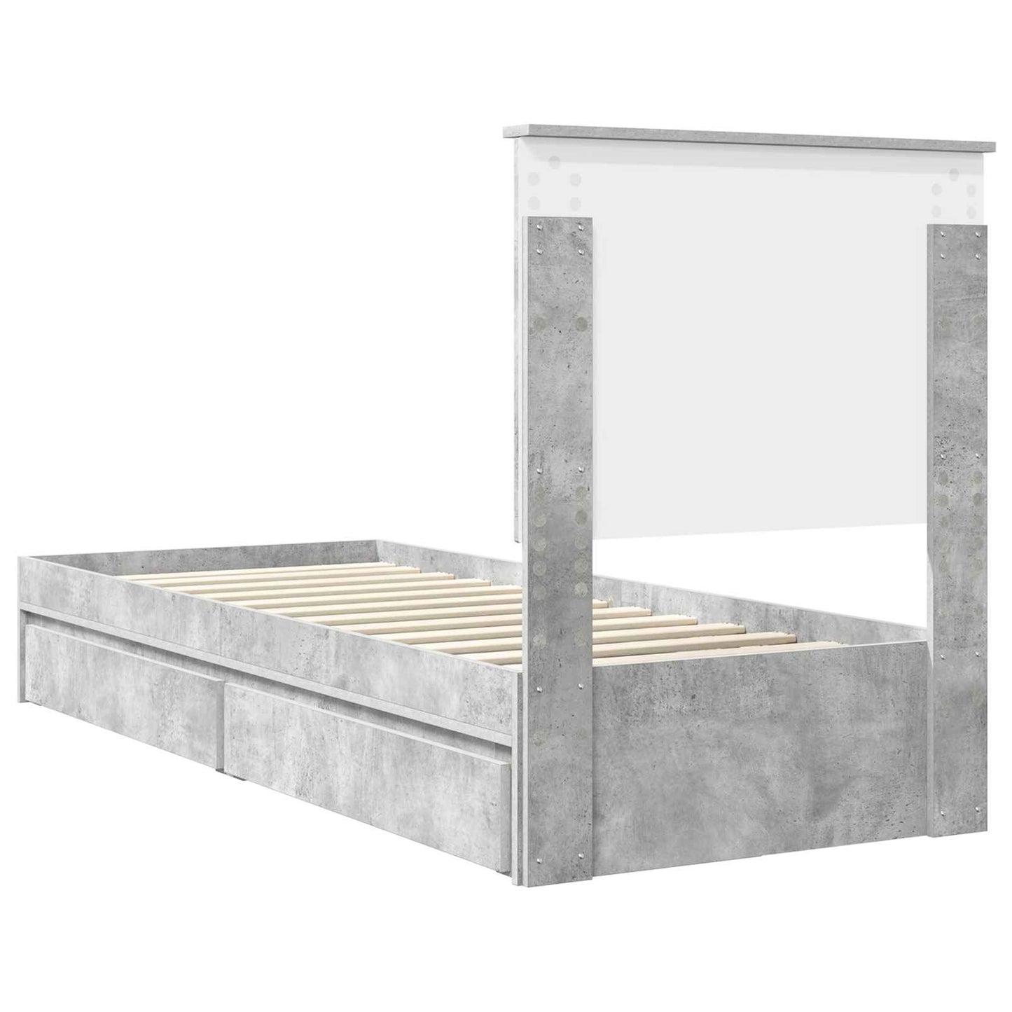 Letto con Contenitore con testiera Grigio cemento 75 x 190 cm | homemem39