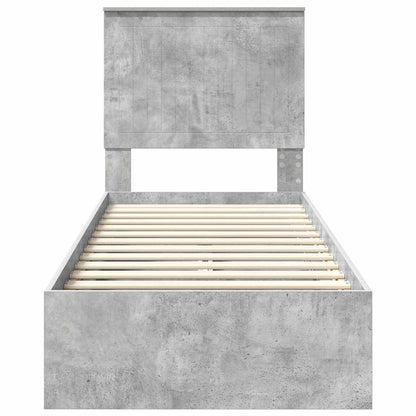 Letto con Contenitore con testiera Grigio cemento 75 x 190 cm | homemem39