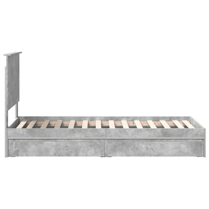Letto con Contenitore con testiera Grigio cemento 75 x 190 cm | homemem39
