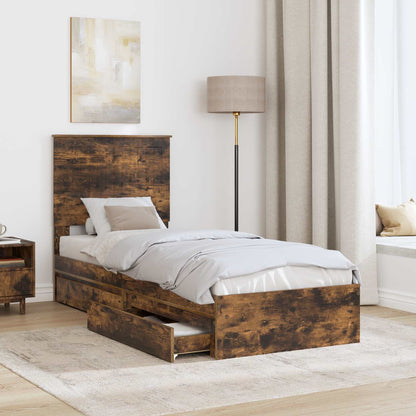 Letto con Contenitore Rovere fumé 75 x 190 cm Legno multistrato | homemem39