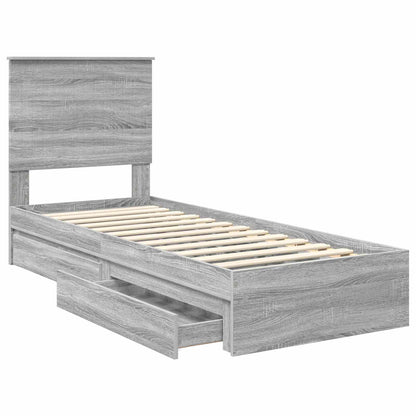 Letto con Contenitore con testiera Grigio Sonoma 75 x 190 cm | homemem39