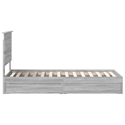 Letto con Contenitore con testiera Grigio Sonoma 75 x 190 cm | homemem39