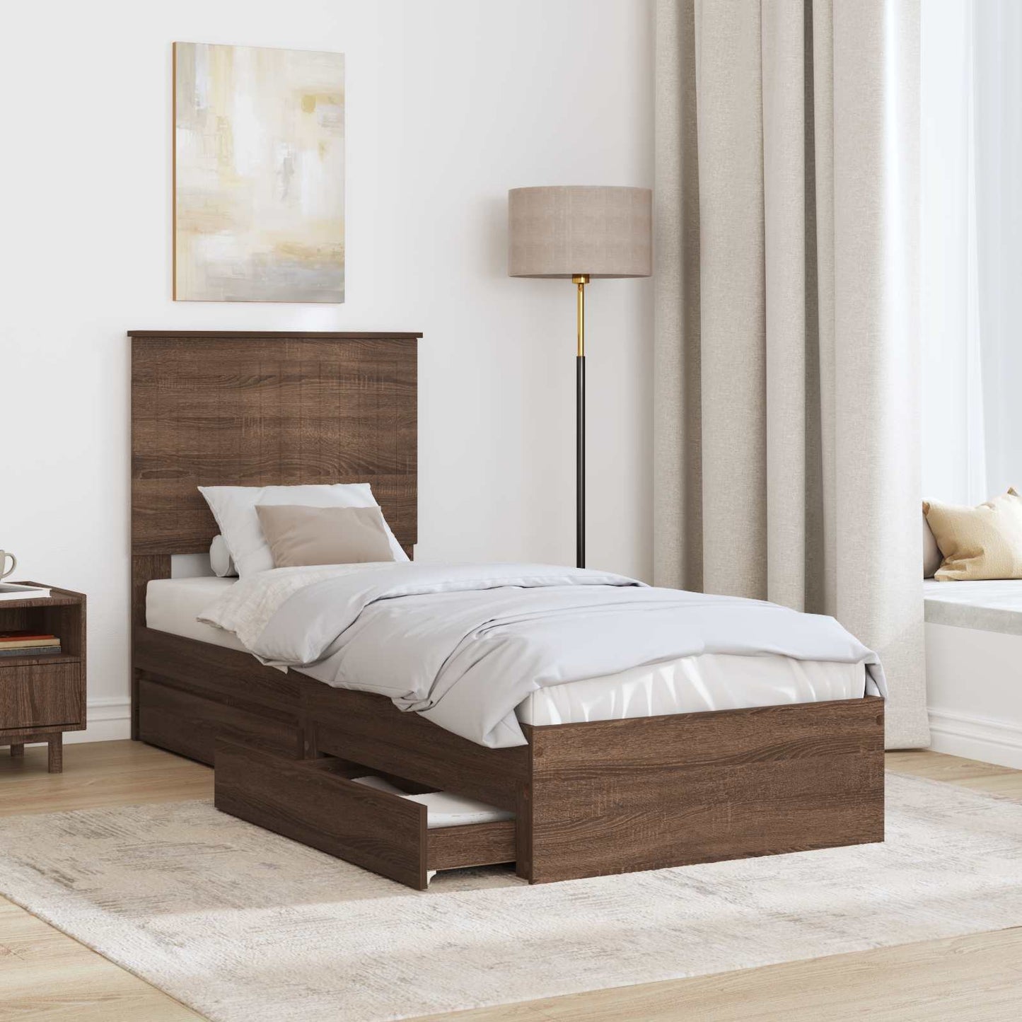 Letto con Contenitore con testiera Rovere Marrone 75 x 190 cm | homemem39