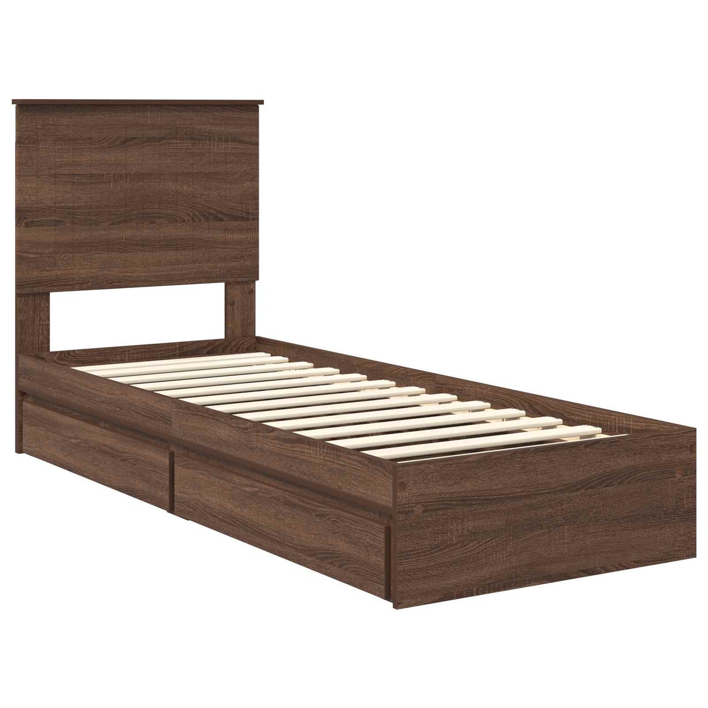 Letto con Contenitore con testiera Rovere Marrone 75 x 190 cm | homemem39