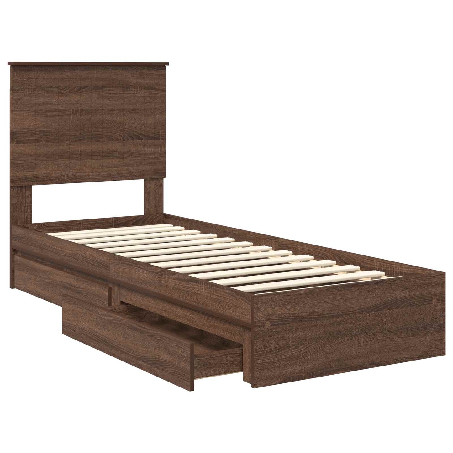 Letto con Contenitore con testiera Rovere Marrone 75 x 190 cm | homemem39