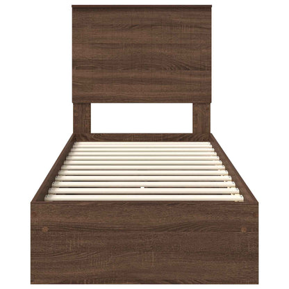 Letto con Contenitore con testiera Rovere Marrone 75 x 190 cm | homemem39