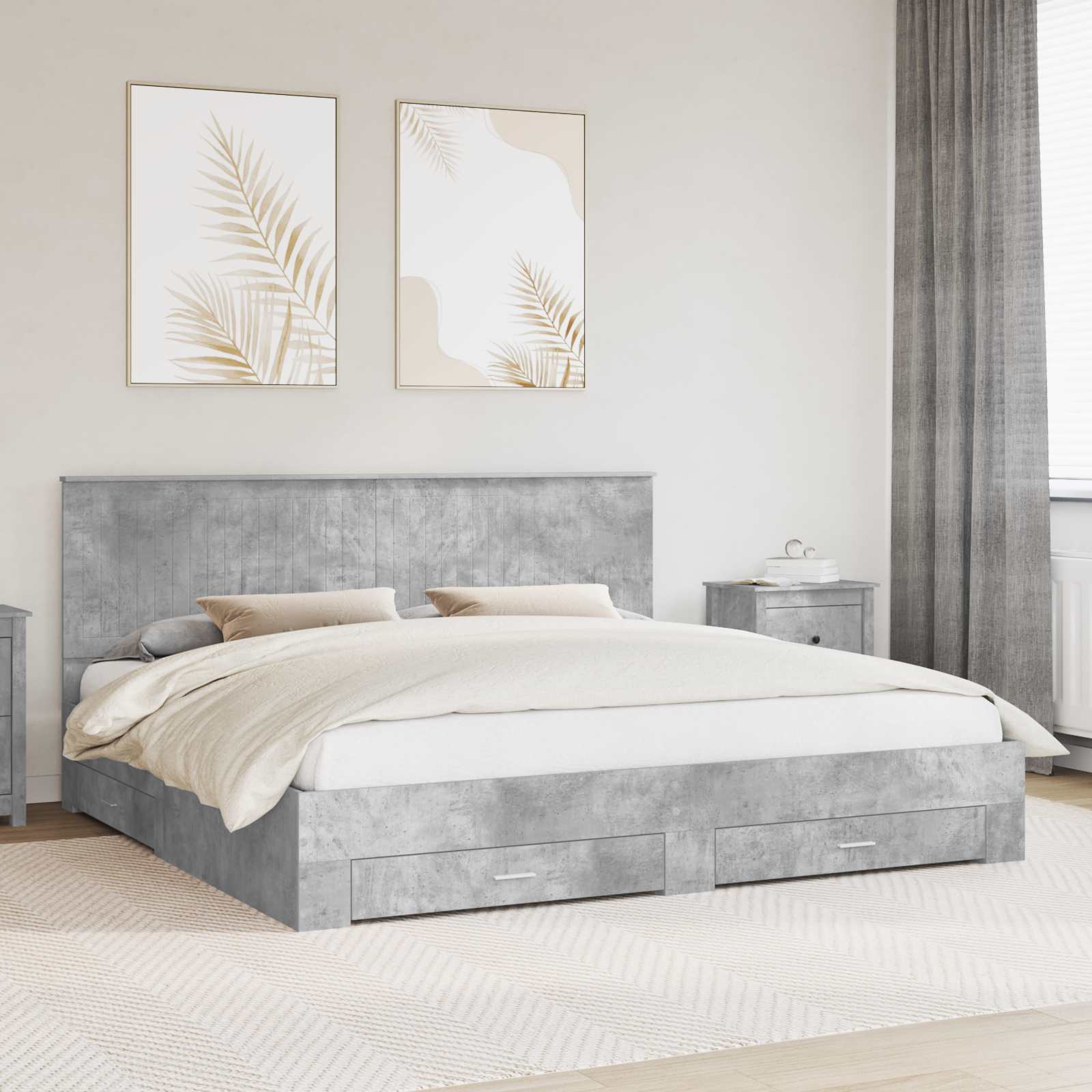 Struttura del letto con testiera Grigio cemento 200 x 200 cm | homemem39