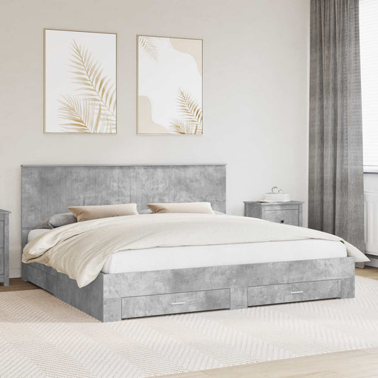 Struttura del letto con testiera Grigio cemento 200 x 200 cm | homemem39