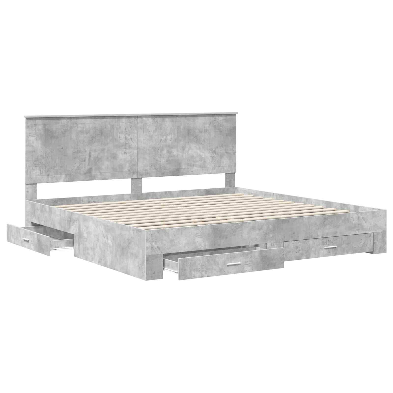 Struttura del letto con testiera Grigio cemento 200 x 200 cm | homemem39