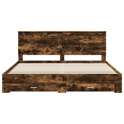 Struttura del letto Rovere fumé 200 x 200 cm Legno multistrato | homemem39