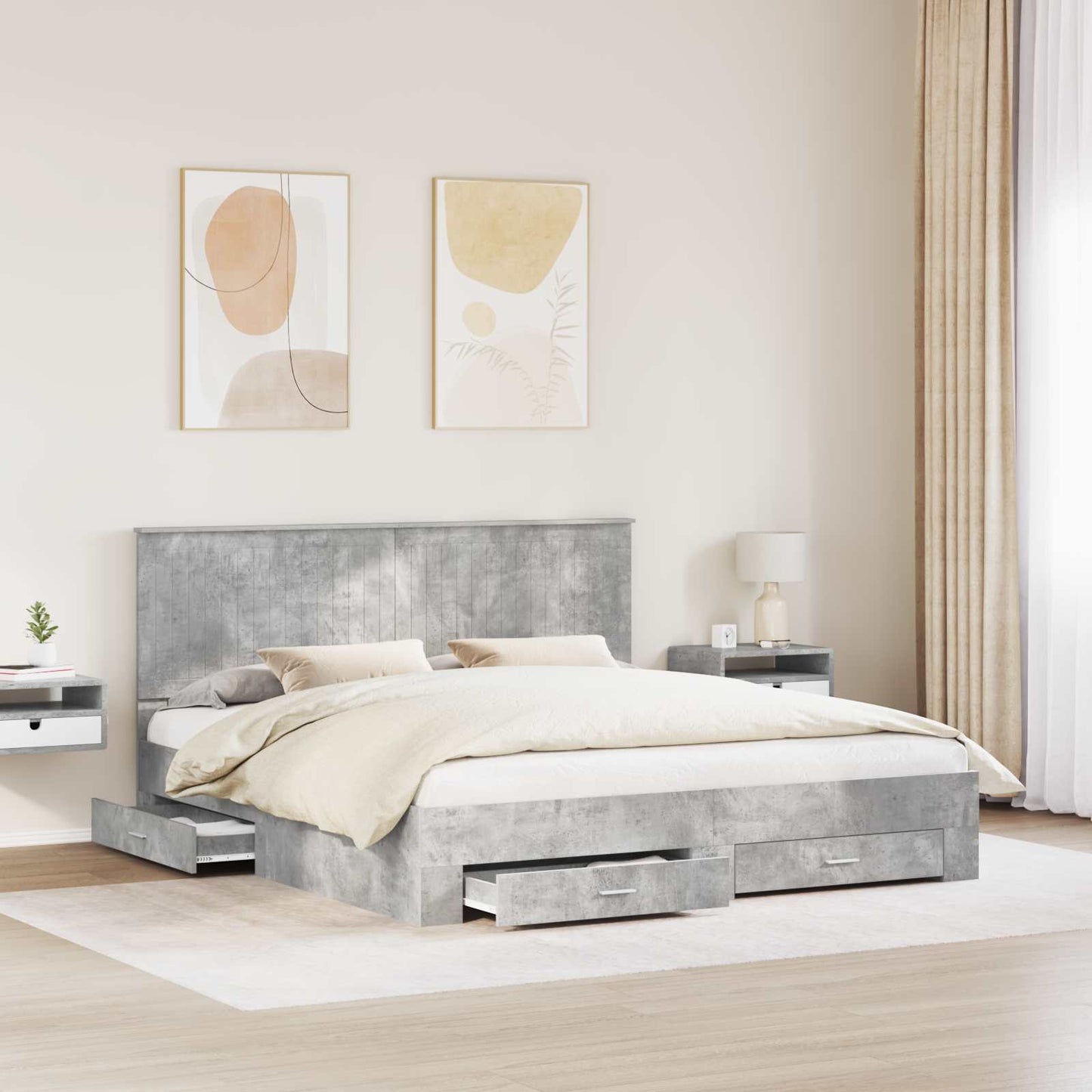 Struttura del letto con testiera Grigio cemento 180 x 200 cm | homemem39