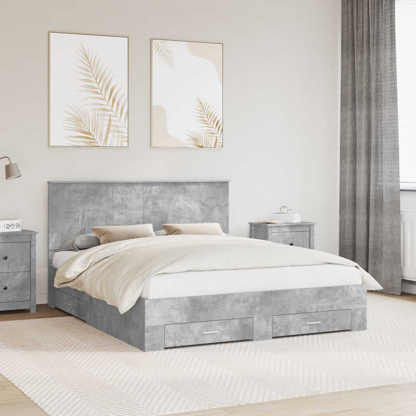 Struttura del letto con testiera Grigio cemento 160 x 200 cm | homemem39