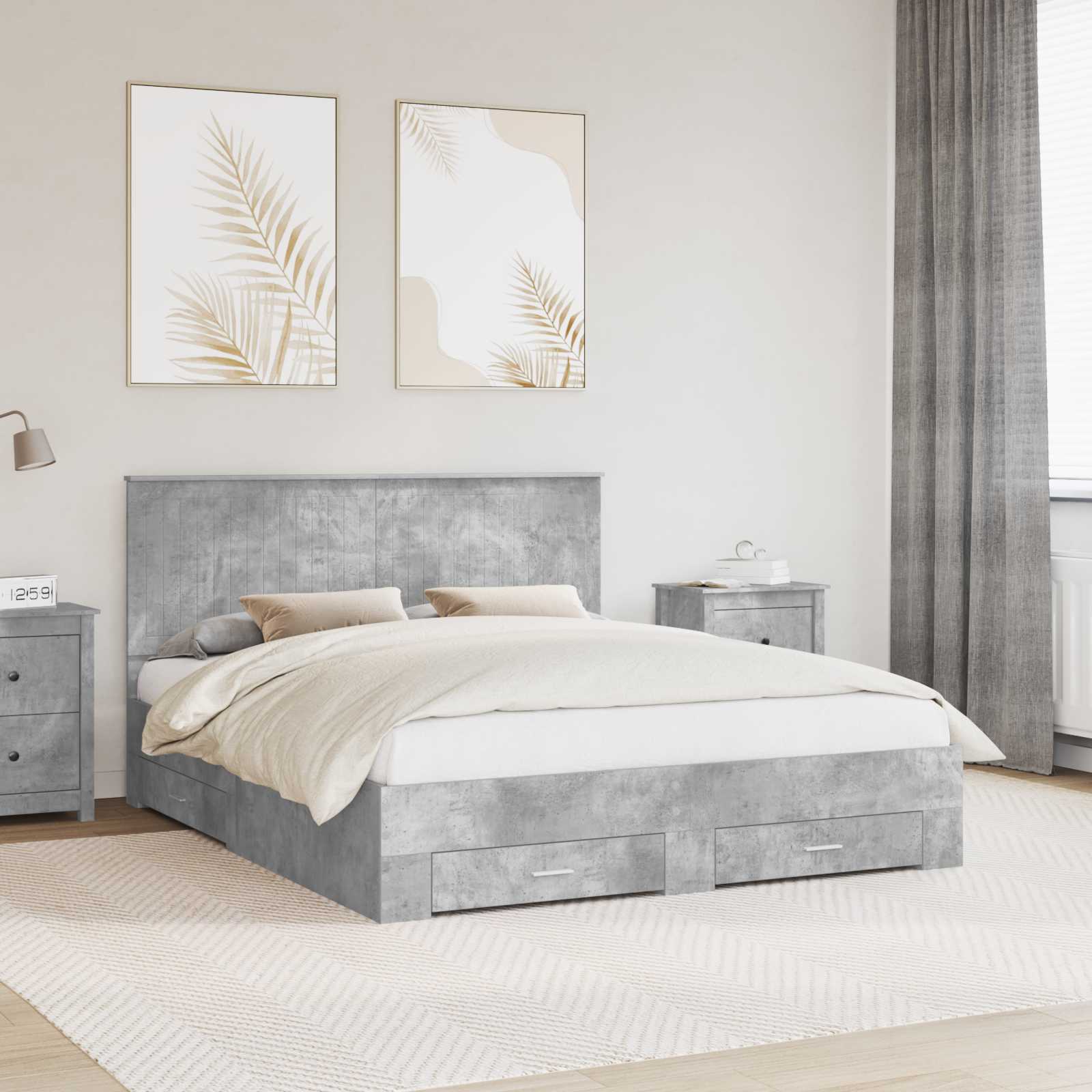 Struttura del letto con testiera Grigio cemento 160 x 200 cm | homemem39