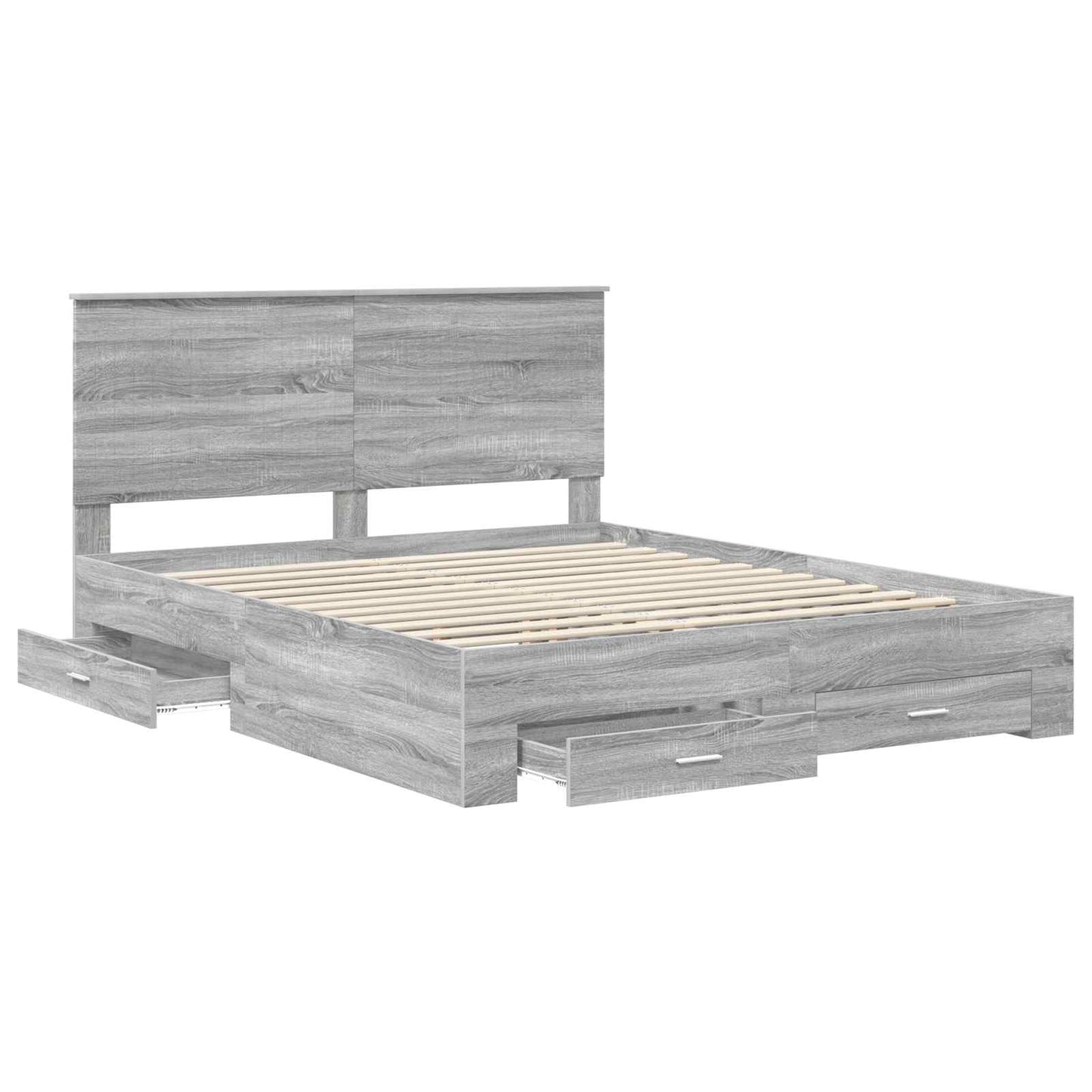 Struttura del letto con testiera Grigio Sonoma 160 x 200 cm | homemem39