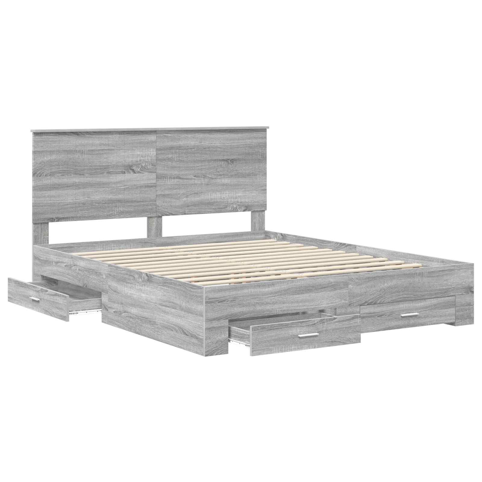 Struttura del letto con testiera Grigio Sonoma 160 x 200 cm | homemem39