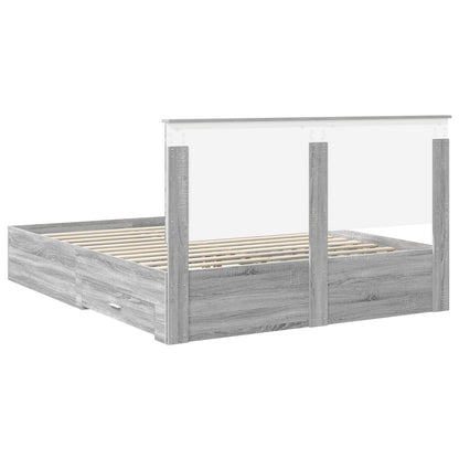 Struttura del letto con testiera Grigio Sonoma 160 x 200 cm | homemem39