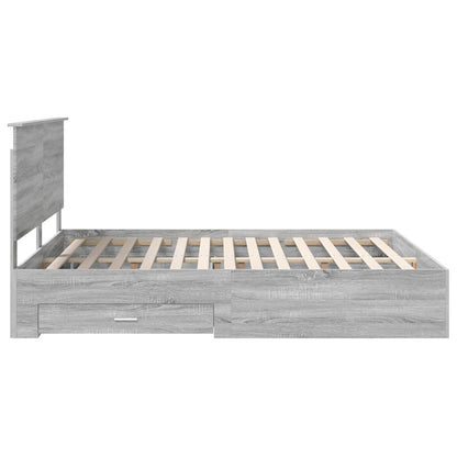 Struttura del letto con testiera Grigio Sonoma 160 x 200 cm | homemem39