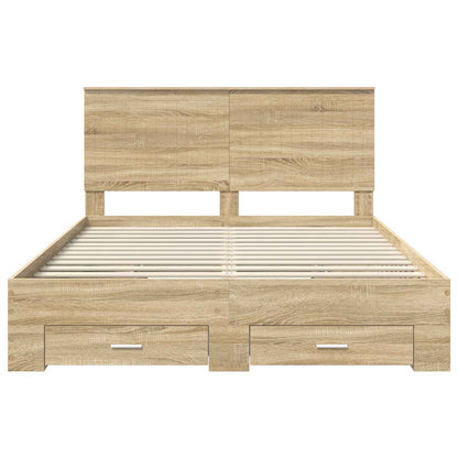 Struttura del letto con testiera Rovere Sonoma 150 x 200 cm | homemem39