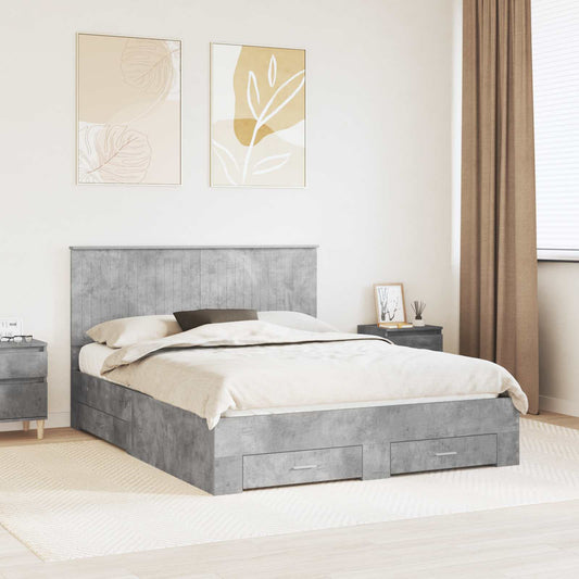Struttura del letto con testiera Grigio cemento 150 x 200 cm | homemem39