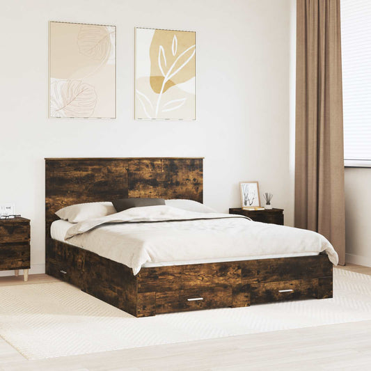Struttura del letto Rovere fumé 150 x 200 cm Legno multistrato | homemem39