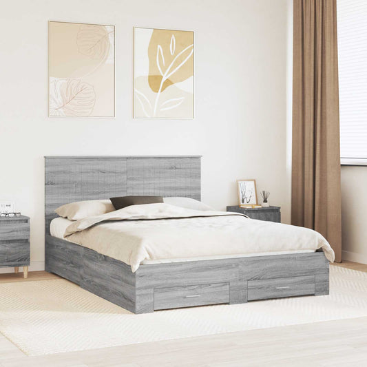 Struttura del letto con cassetto Grigio Sonoma 150 x 200 cm