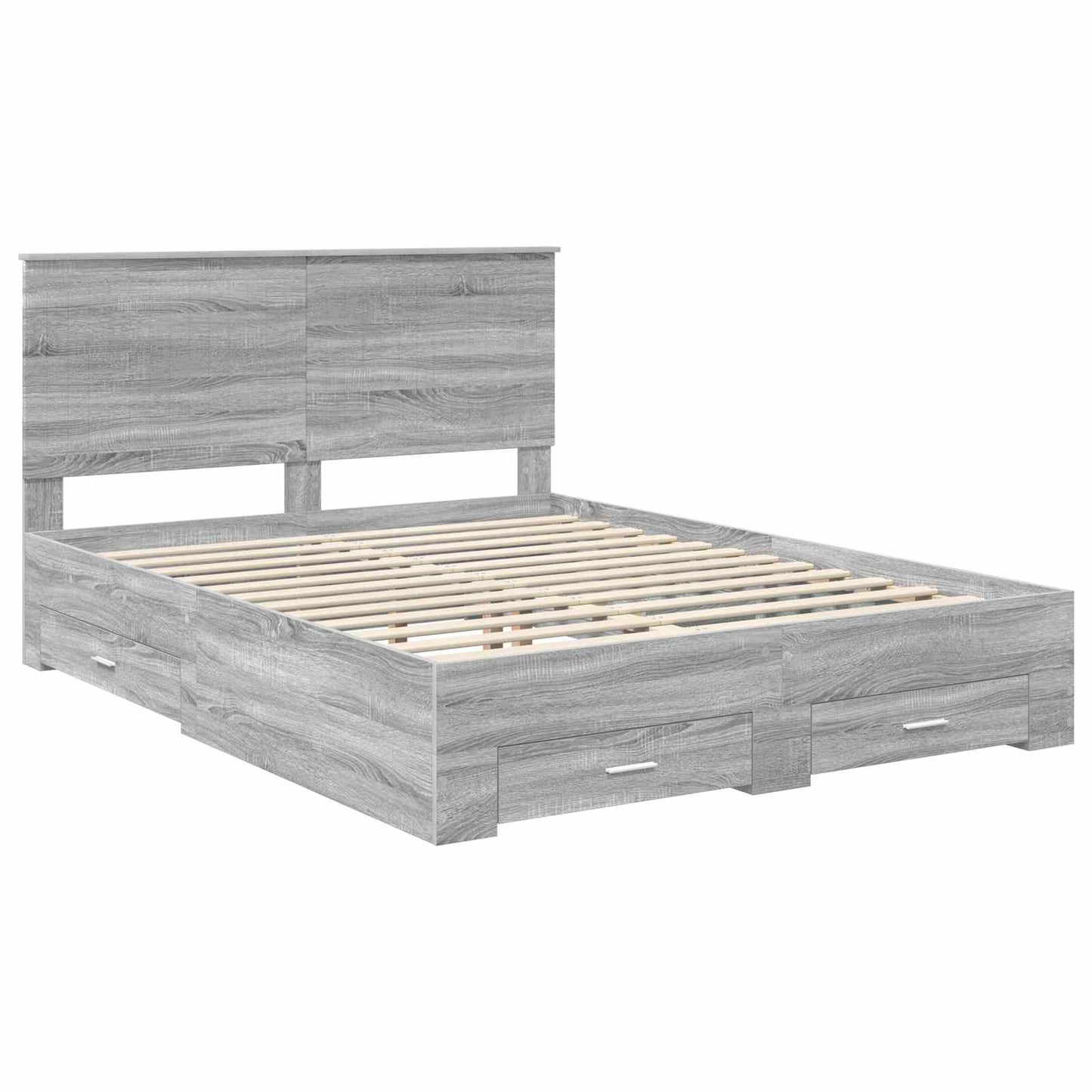 Struttura del letto con testiera Grigio Sonoma 150 x 200 cm | homemem39