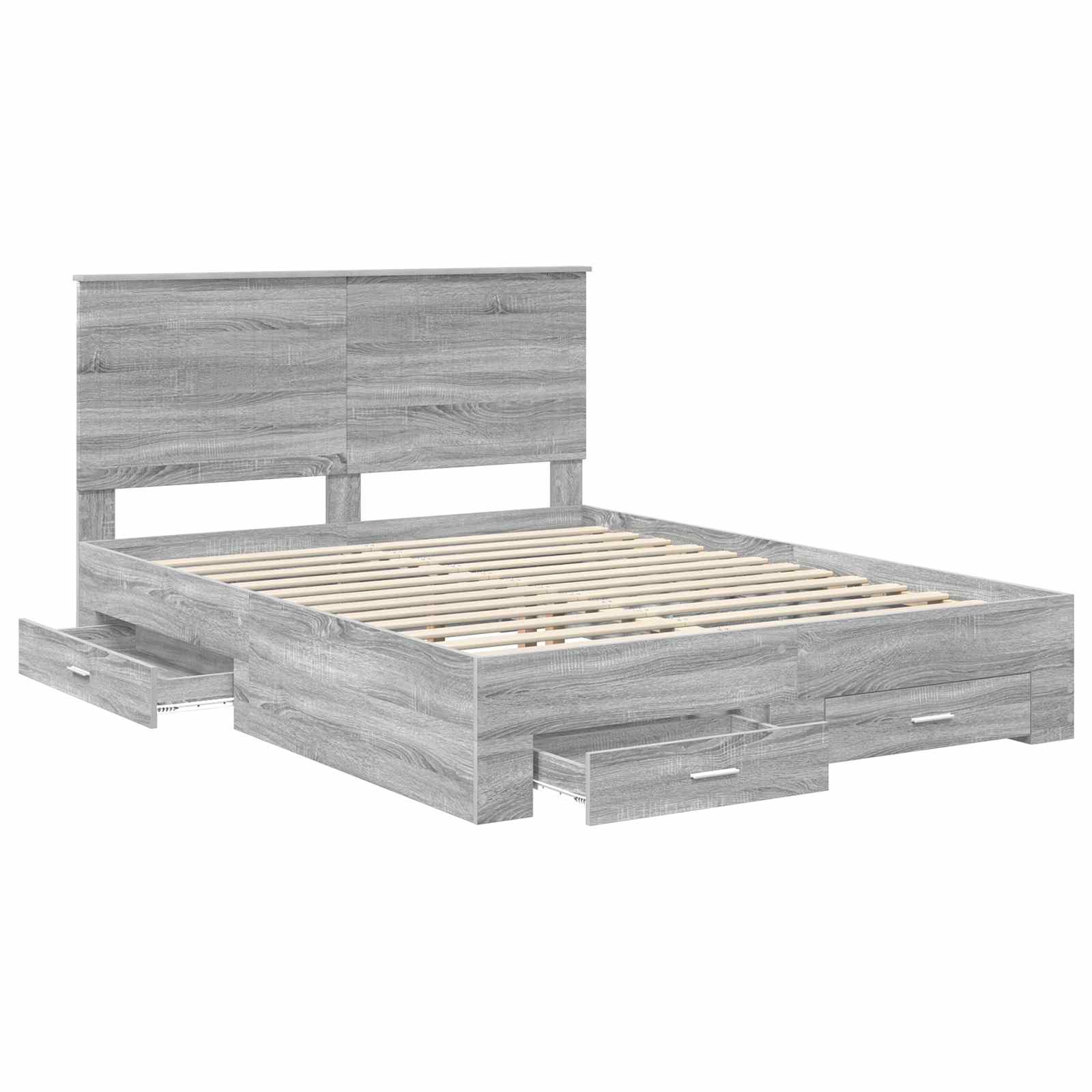 Struttura del letto con testiera Grigio Sonoma 150 x 200 cm | homemem39