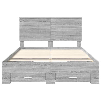 Struttura del letto con testiera Grigio Sonoma 140 x 200 cm | homemem39