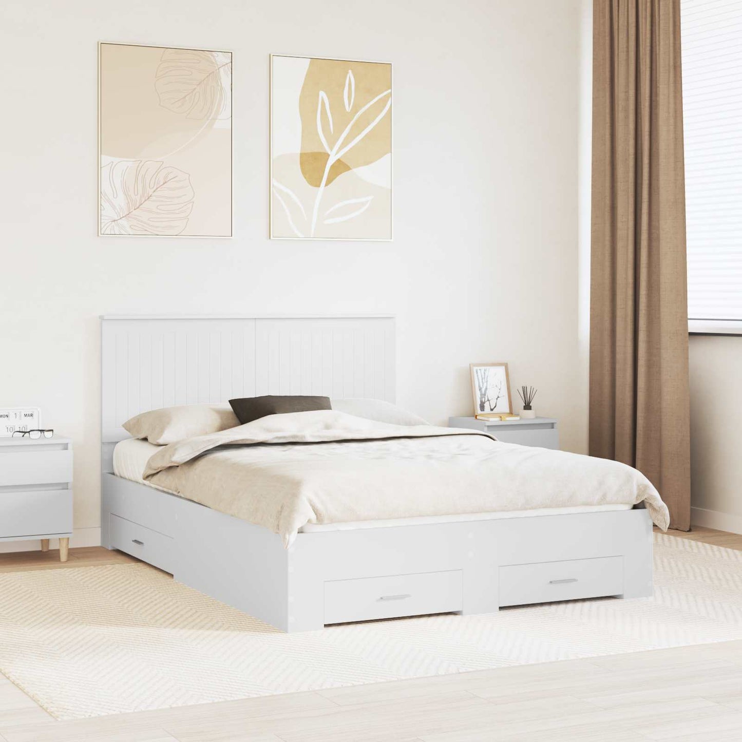 Struttura del letto Bianco 140 x 190 cm Legno multistrato | homemem39