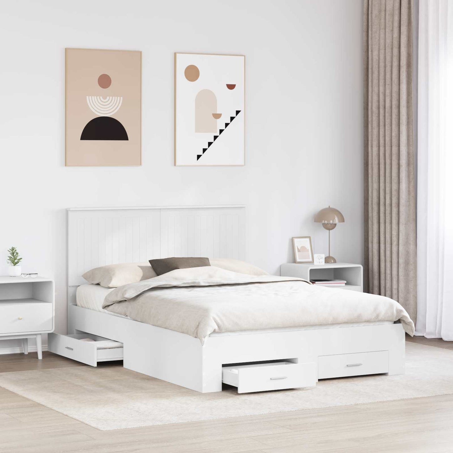 Struttura del letto Bianco 140 x 190 cm Legno multistrato | homemem39