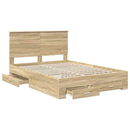 Struttura del letto con testiera Rovere Sonoma 135 x 190 cm | homemem39