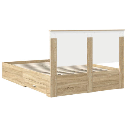 Struttura del letto con testiera Rovere Sonoma 135 x 190 cm | homemem39
