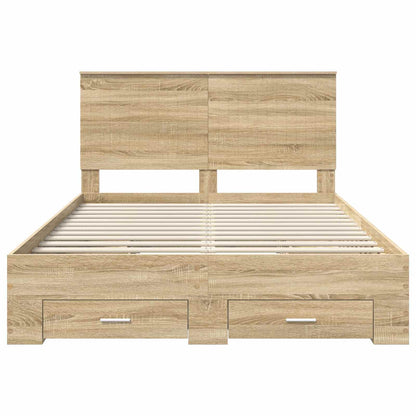 Struttura del letto con testiera Rovere Sonoma 135 x 190 cm | homemem39