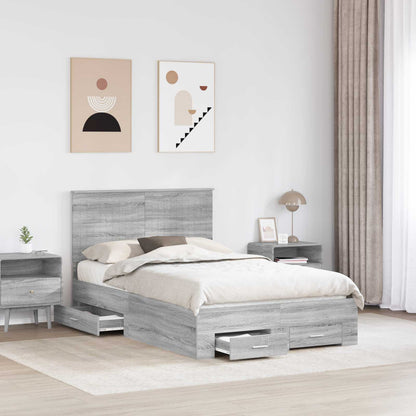 Struttura del letto con testiera Grigio Sonoma 120 x 200 cm | homemem39