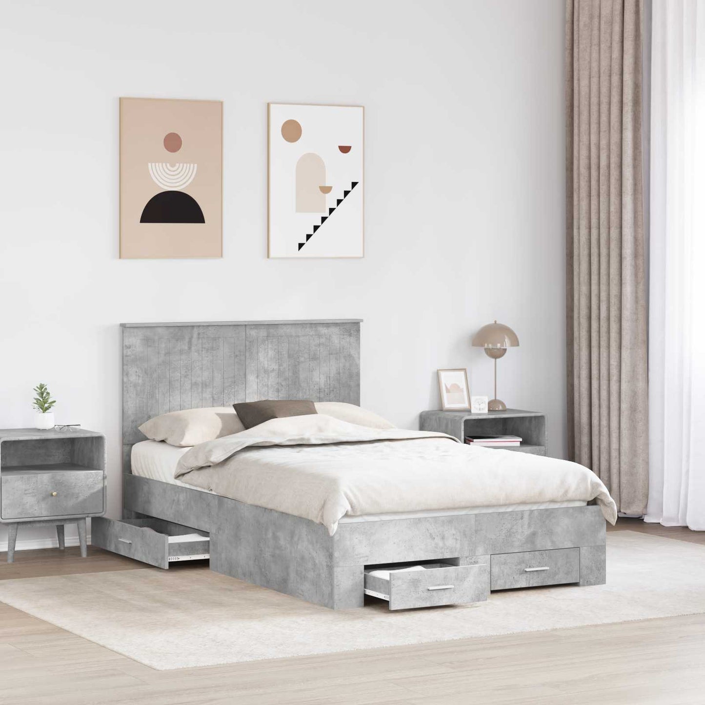 Struttura del letto con testiera Grigio cemento 120 x 190 cm | homemem39