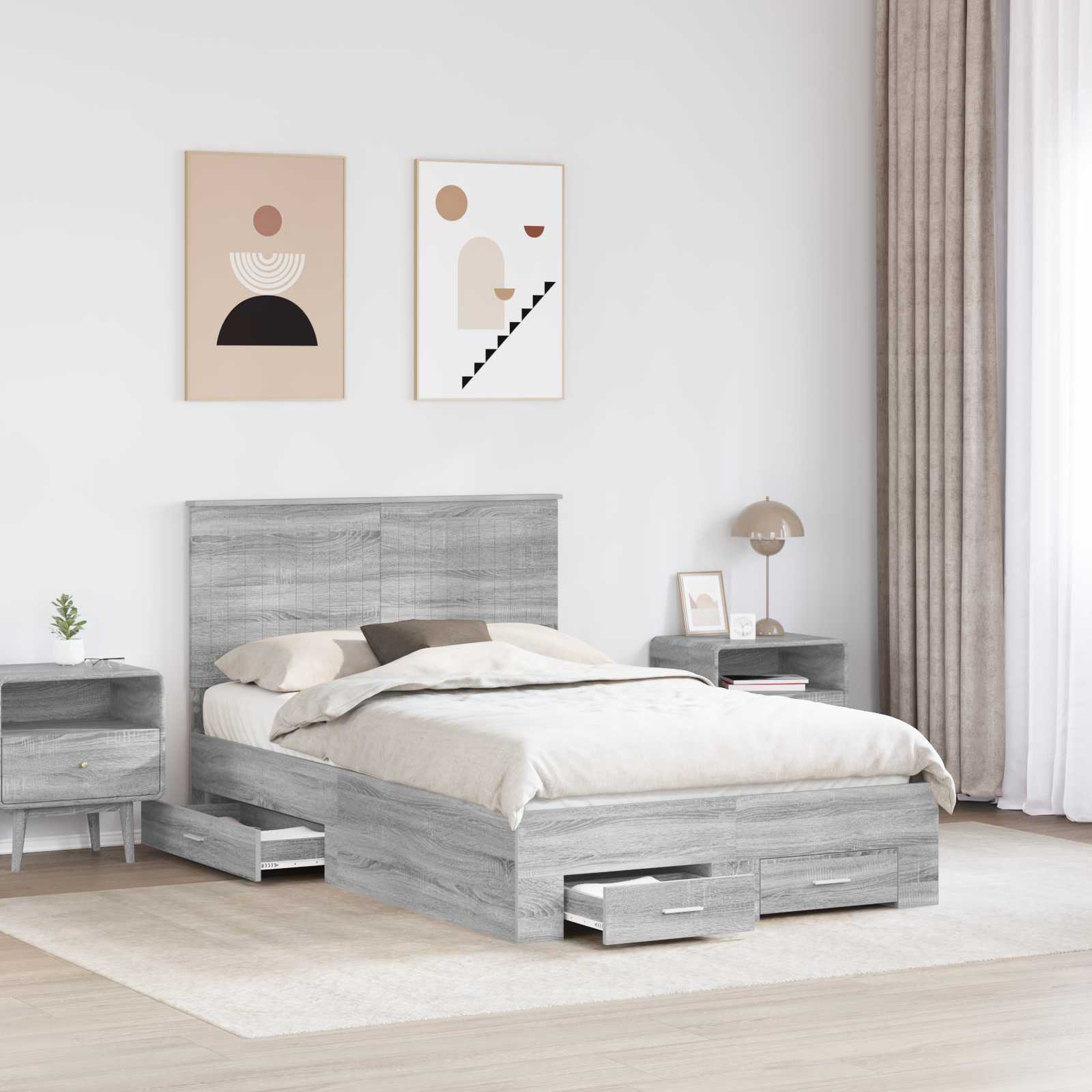 Struttura del letto con testiera Grigio Sonoma 120 x 190 cm | homemem39