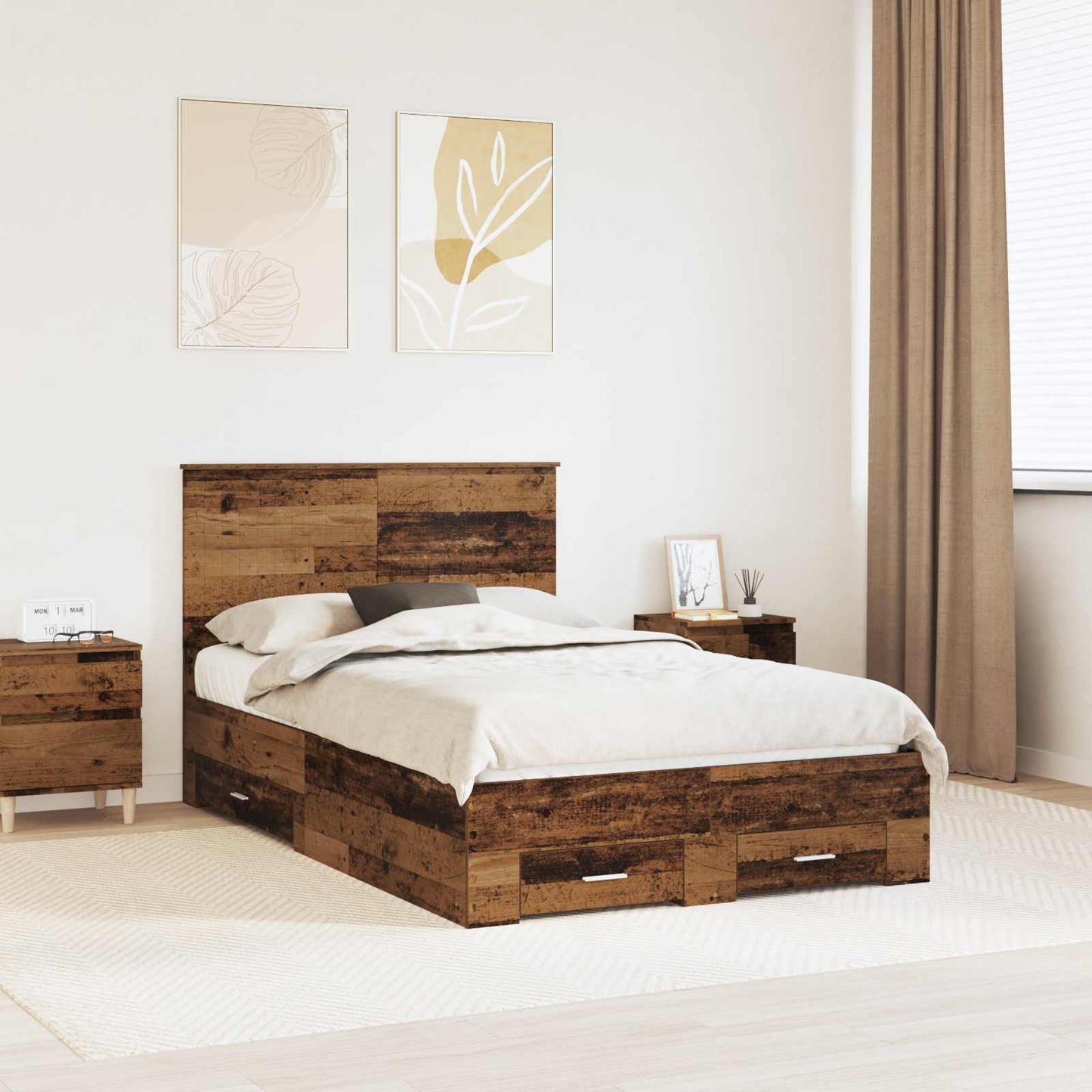 Struttura del letto con testiera Legno vecchio 120 x 190 cm | homemem39