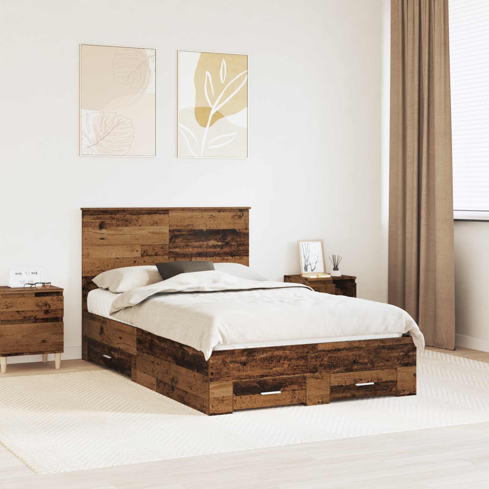 Struttura del letto con testiera Legno vecchio 120 x 190 cm | homemem39