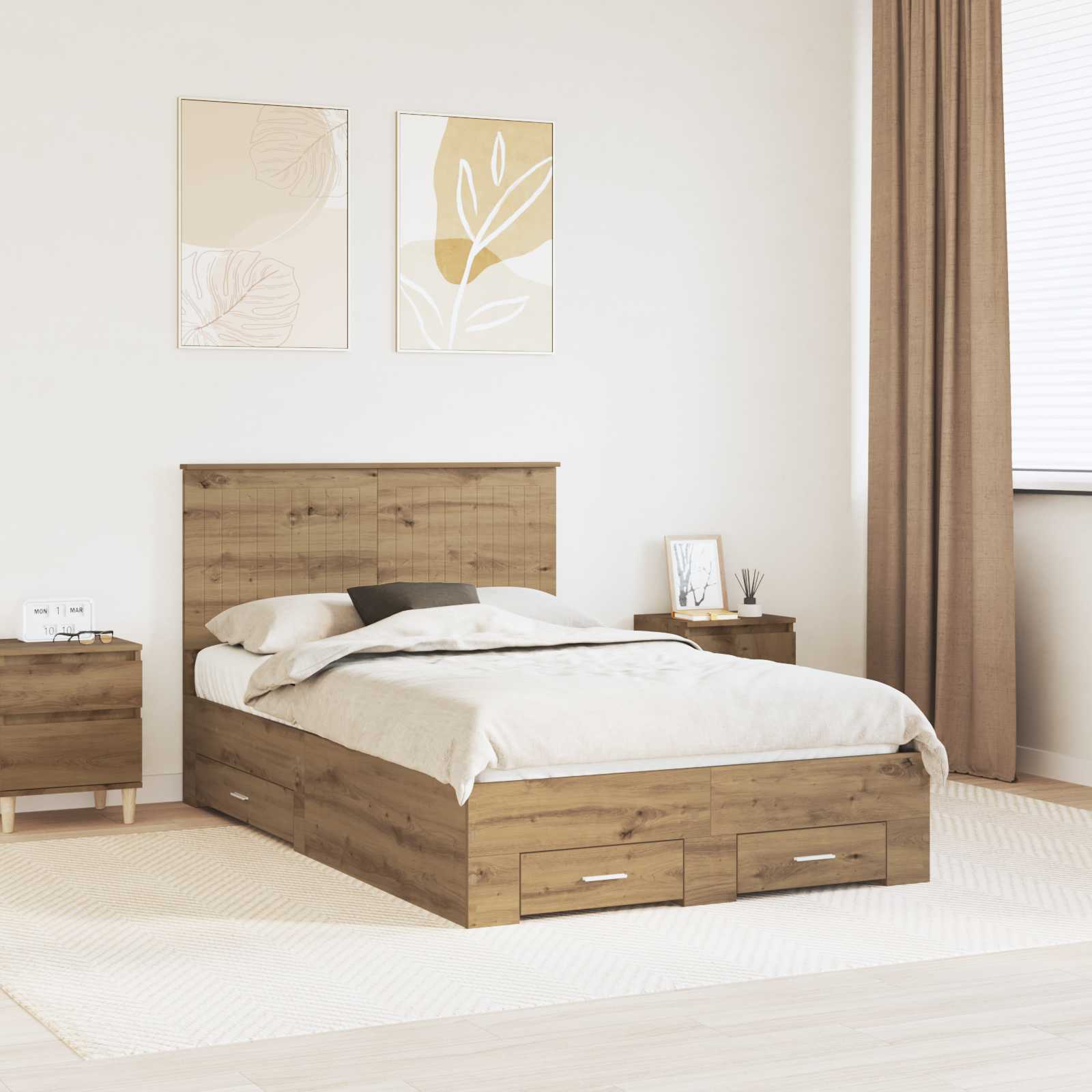 Struttura del letto Rovere artigianale 120 x 190 cm | homemem39