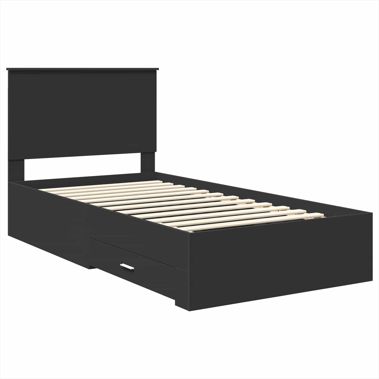 Struttura del letto con testiera Nero e Argento 90 x 200 cm | homemem39