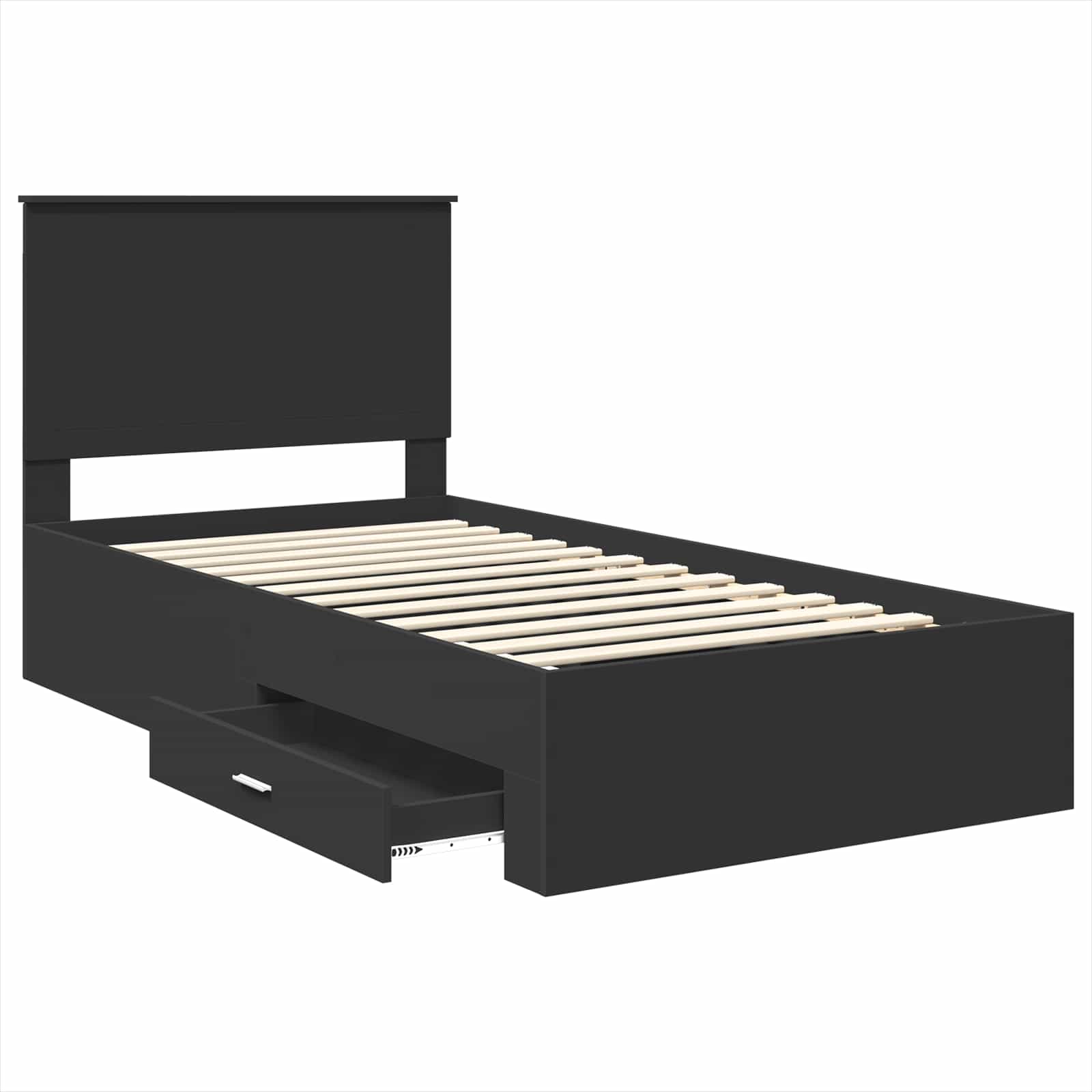 Struttura del letto con testiera Nero e Argento 90 x 200 cm | homemem39